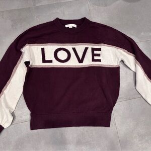 Spiritual Gangster Burgundy and Cream Love Sweater